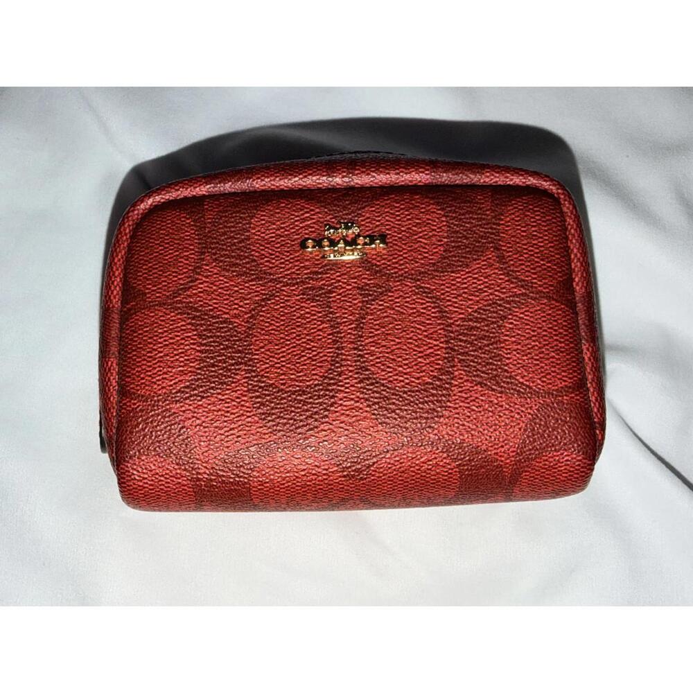 Coach Mini Boxy Cosmetic Case Signature Canvas IM/1941 Red